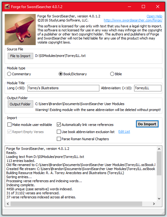 Click to view Forge for SwordSearcher 3.1.1 screenshot